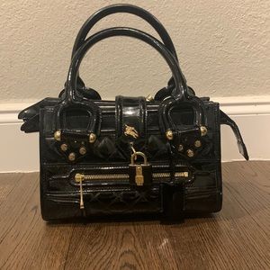 Burberry black patent leather handbag - gently used w/ small signs of wear
